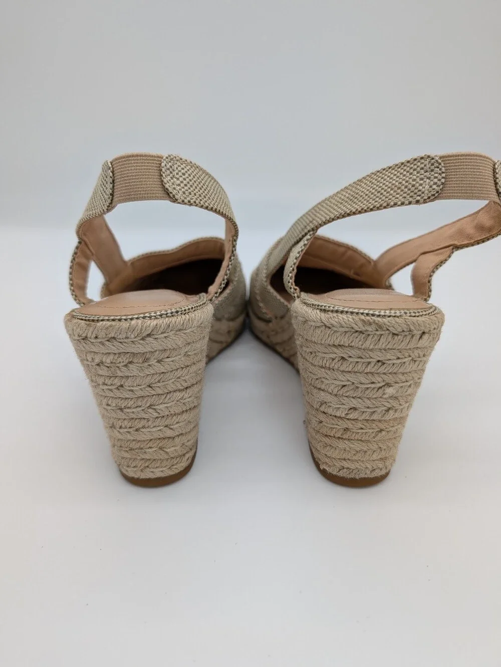 Lauren Ralph Lauren Penelopie Slingback Wedge Heel Espadrille Beige Gold US 9B
